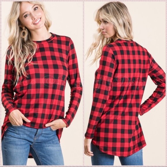 BOGOFREE Butter Soft Buffalo Check Long Sleeve Top - Picture 3 of 16